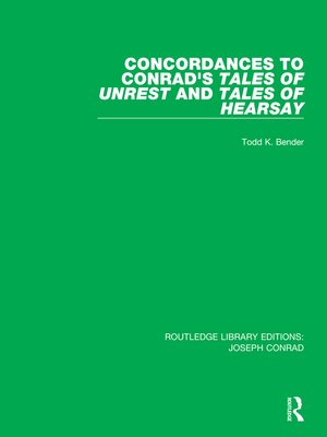 cover image of Concordances to Conrad's Tales of Unrest and Tales of Hearsay